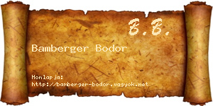 Bamberger Bodor névjegykártya